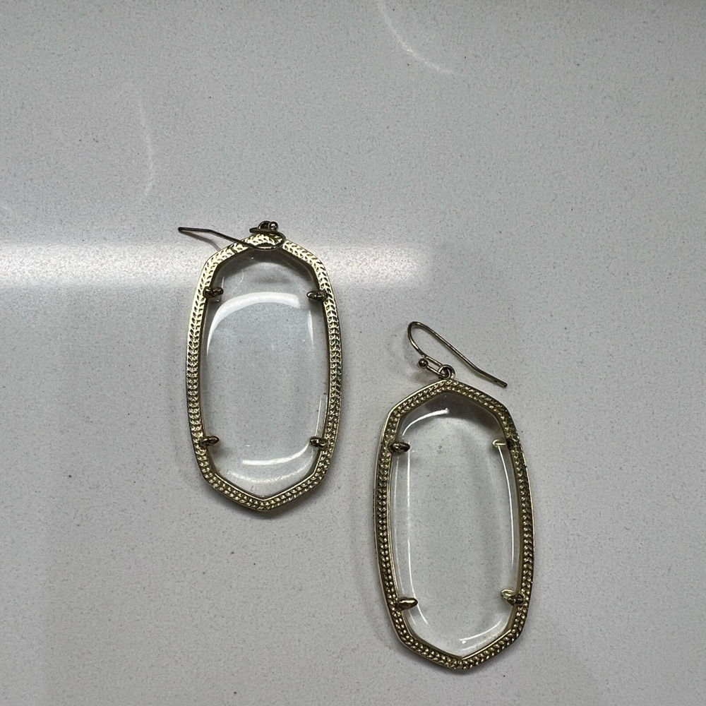 Kendra Scott Danielle Clear Stone in Gold Frame